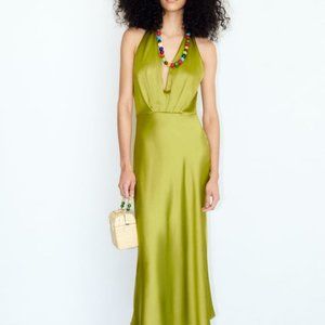 ZARA Olive green satin midi / maxi - NWT - Size Small